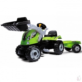 Трактор на педалях з причепом і ковшом Smoby Farmer Max 710109
