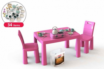 Комплект Doloni Стіл, 2 стільці і кухня рожевий 04670/3