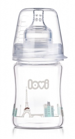 LOVI Бутылка стеклянная для кормления 150 мл Diamond Glass Retro Boy 74/103