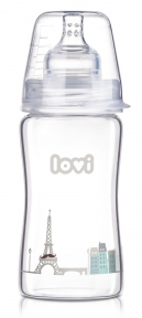 LOVI Бутылка стеклянная для кормления 250 мл Diamond Glass Retro Boy 74/203