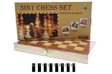 NON Шахматы деревянные 3 в 1 34,5х4х18 см 8801