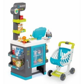 Интерактивный супермаркет с коляской Smoby Market голубой 350218