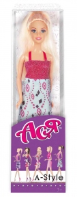 Кукла Ася Блондинка в бело-розовом платье 35053
