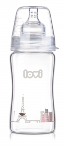 LOVI Пляшка скляна для годування 250 мл Diamond Glass Retro Girl 74/202
