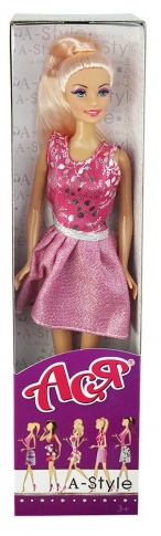 Кукла Ася Блондинка в розовом платье 35050