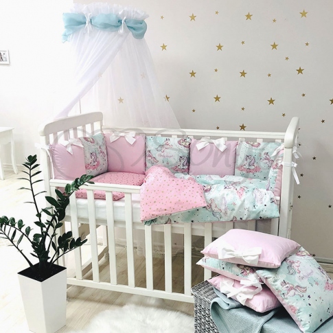 Детская постель Маленькая Соня Baby Design Premium Shine Единорог 7 пр