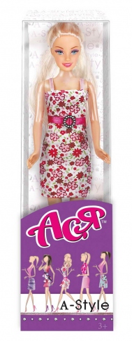 Кукла Ася Блондинка в цветочной платья 35051