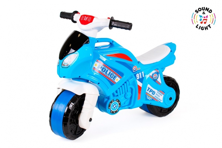 Технок Беговел Мотоцикл Police голубой муз 5781
