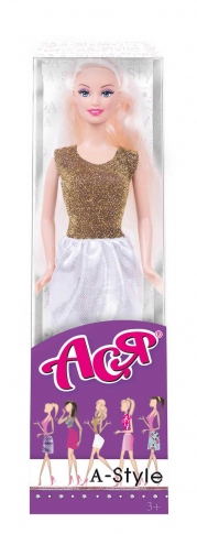 Лялька Ася Блондинка в золотій сукні 35128
