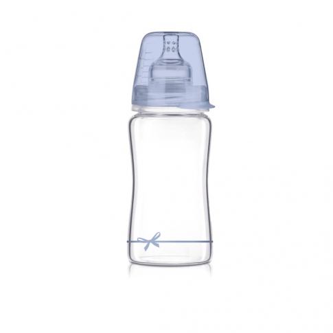 LOVI Пляшка скляна для годування 250 мл Diamond Baby Shower Boy 74/204