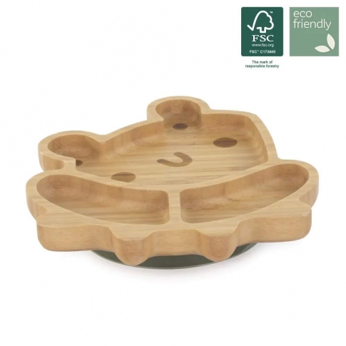 Бамбукова порціонна тарілка на присосці Miniland Wooden Plate Frog 89472