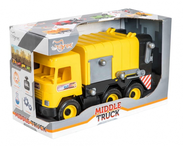 ТИГРЕС Машина Middle Truck Сміттєвоз жовтий в коробці 39492