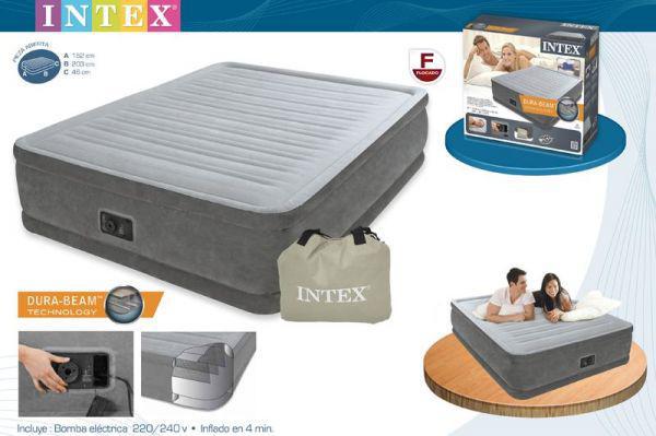 Кровать надувная велюр Dura-Beam 191х137х33 см Intex 67768