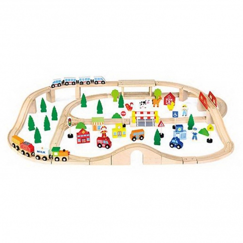 Железная дорога деревянная 90 эл Viga Toys 50998