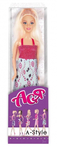 Лялька Ася Блондинка в біло-рожевій сукні 35053
