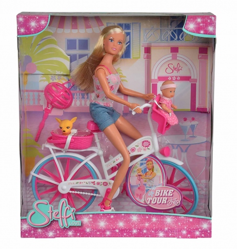 SIMBA Кукольный набор Штеффи с малышом на велосипеде 5739050